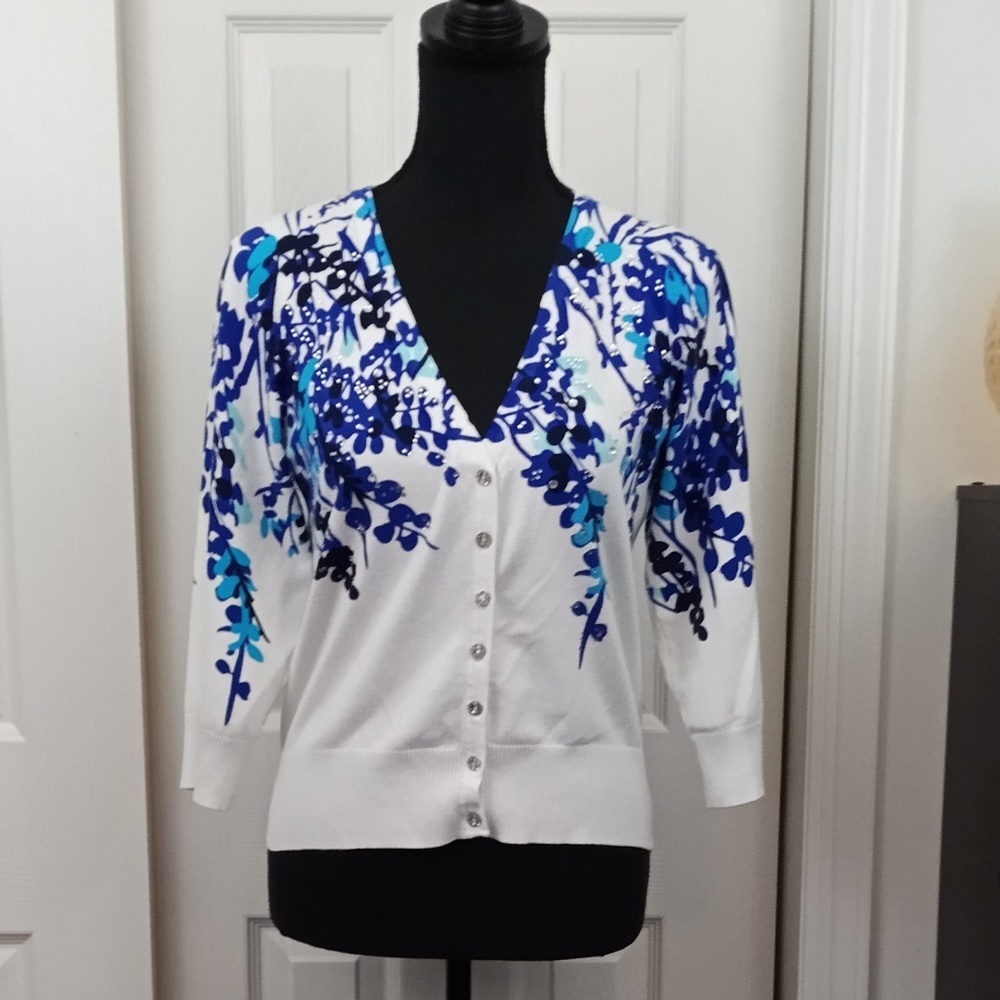 Blue and White Cardigan